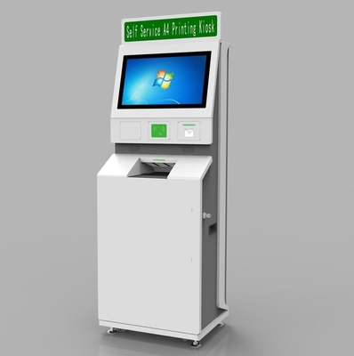 Giấy báo cáo tài liệu A4 Máy đọc thẻ Ngân hàng Máy ATM Tự phục vụ In ấn Kiosk 21.5 inch